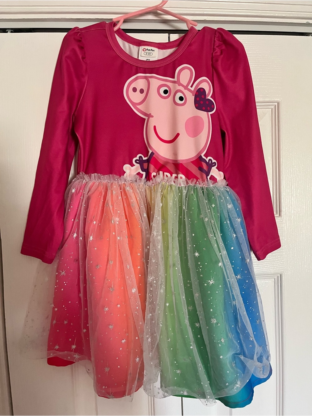 Peppa Pig Kids Pink Rainbow Tulle Costume Dress